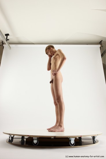 Nude Man White Standing poses - ALL Underweight Medium Brown Standing poses - simple Multi angles poses Realistic