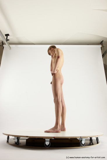 Nude Man White Standing poses - ALL Underweight Medium Brown Standing poses - simple Multi angles poses Realistic