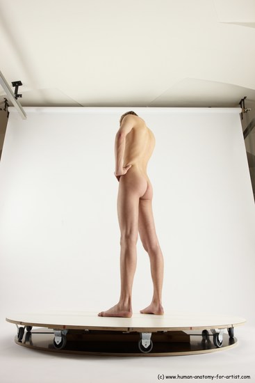 Nude Man White Standing poses - ALL Underweight Medium Brown Standing poses - simple Multi angles poses Realistic