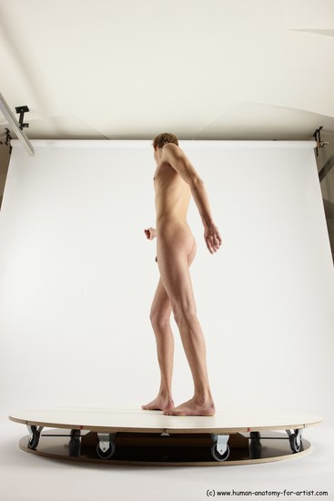 Nude Man White Standing poses - ALL Underweight Medium Brown Standing poses - simple Multi angles poses Realistic