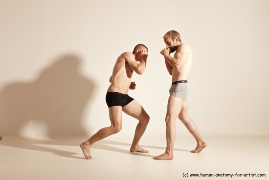 Underwear Martial art Man - Man White Moving poses Slim Short Blond Dynamic poses Academic