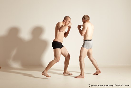 Underwear Martial art Man - Man White Moving poses Slim Short Blond Dynamic poses Academic