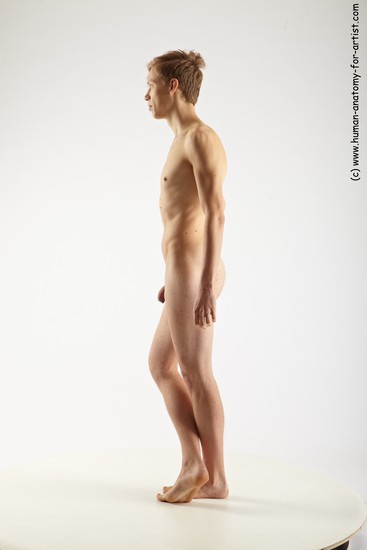 Nude Man White Standing poses - ALL Slim Short Blond Standing poses - simple Realistic