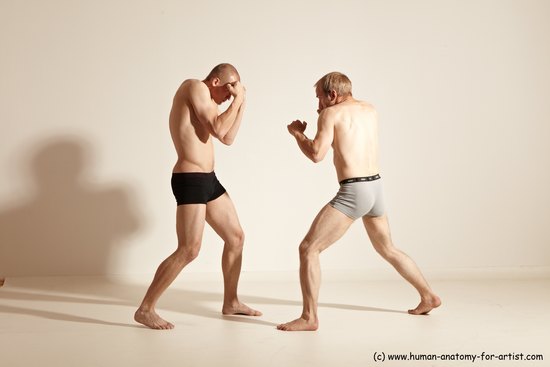 Underwear Martial art Man - Man White Moving poses Slim Short Blond Dynamic poses Academic