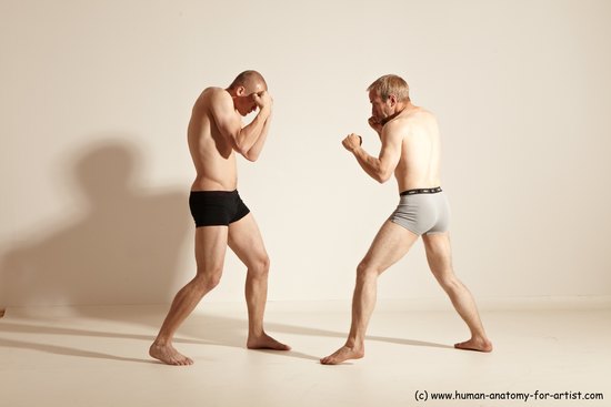 Underwear Martial art Man - Man White Moving poses Slim Short Blond Dynamic poses Academic