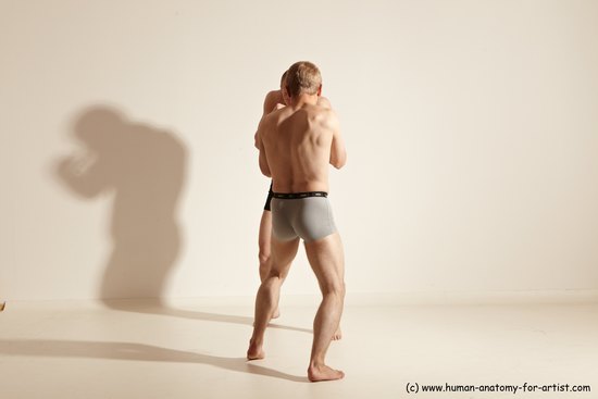 Underwear Martial art Man - Man White Moving poses Slim Short Blond Dynamic poses Academic