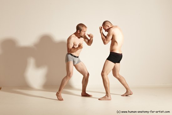 Underwear Martial art Man - Man White Moving poses Slim Short Blond Dynamic poses Academic