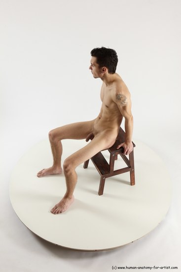 Nude Man White Sitting poses - simple Athletic Short Brown Sitting poses - ALL Multi angles poses Realistic