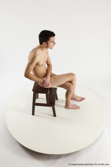 Nude Man White Sitting poses - simple Athletic Short Brown Sitting poses - ALL Multi angles poses Realistic