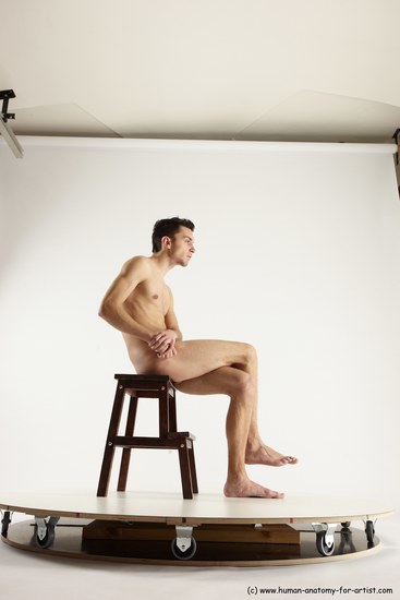 Nude Man White Sitting poses - simple Athletic Short Brown Sitting poses - ALL Multi angles poses Realistic