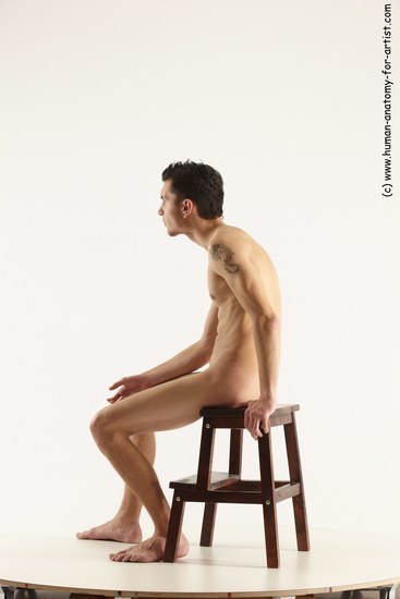 Nude Man White Sitting poses - simple Athletic Short Brown Sitting poses - ALL Multi angles poses Realistic