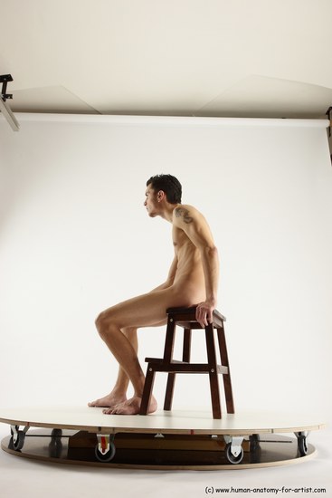 Nude Man White Sitting poses - simple Athletic Short Brown Sitting poses - ALL Multi angles poses Realistic