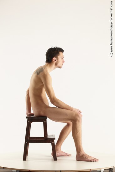 Nude Man White Sitting poses - simple Athletic Short Brown Sitting poses - ALL Multi angles poses Realistic