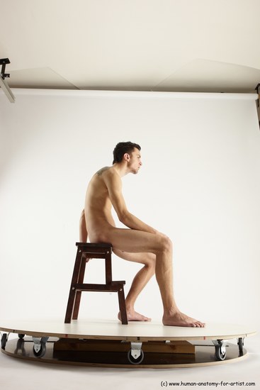 Nude Man White Sitting poses - simple Athletic Short Brown Sitting poses - ALL Multi angles poses Realistic