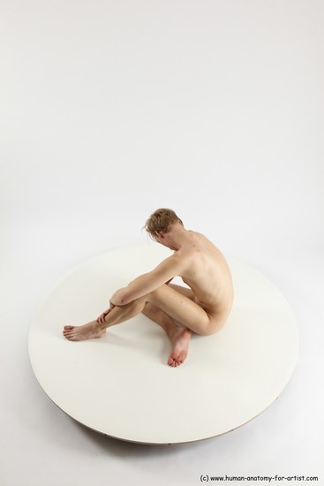 Nude Man White Sitting poses - simple Underweight Medium Brown Sitting poses - ALL Multi angles poses Realistic