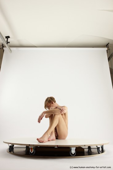 Nude Man White Sitting poses - simple Underweight Medium Brown Sitting poses - ALL Multi angles poses Realistic