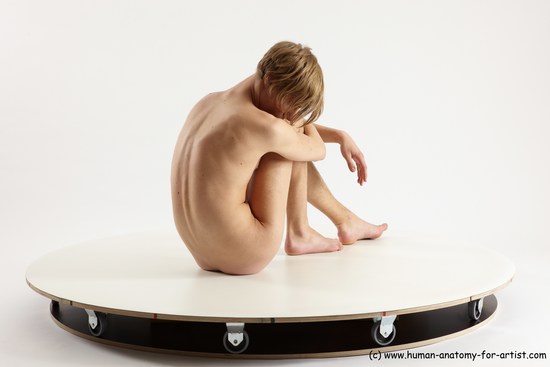 Nude Man White Sitting poses - simple Underweight Medium Brown Sitting poses - ALL Multi angles poses Realistic