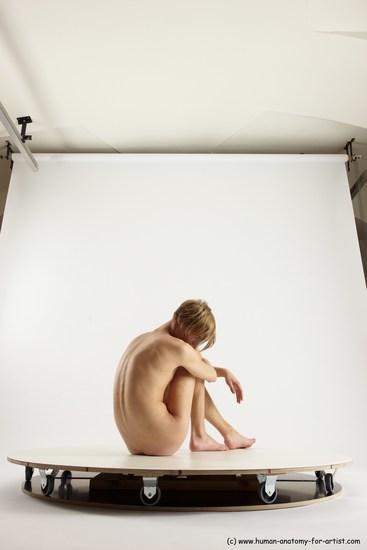 Nude Man White Sitting poses - simple Underweight Medium Brown Sitting poses - ALL Multi angles poses Realistic