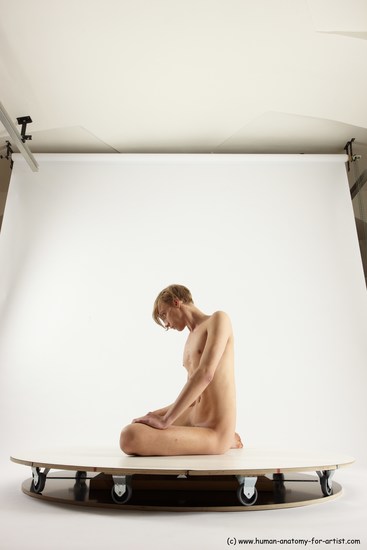 Nude Man White Sitting poses - simple Underweight Medium Brown Sitting poses - ALL Multi angles poses Realistic