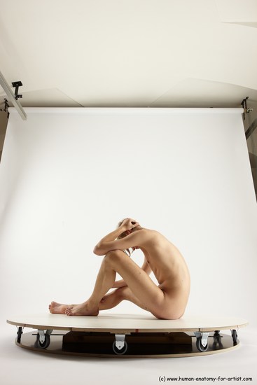 Nude Man White Sitting poses - simple Underweight Medium Brown Sitting poses - ALL Multi angles poses Realistic