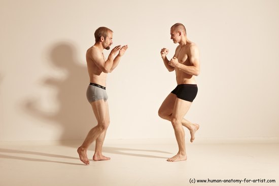 Underwear Martial art Man - Man White Moving poses Athletic Short Brown Dynamic poses Academic