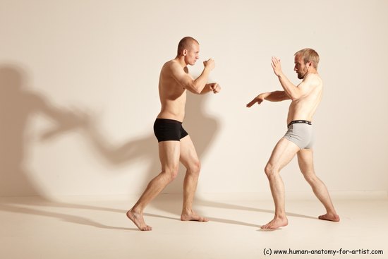 Underwear Martial art Man - Man White Moving poses Athletic Short Brown Dynamic poses Academic