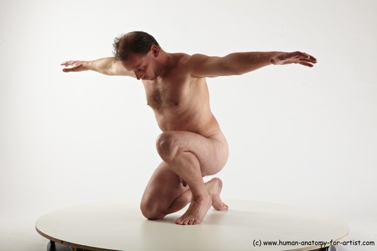 Nude Man White Kneeling poses - ALL Average Short Brown Kneeling poses - on one knee Realistic