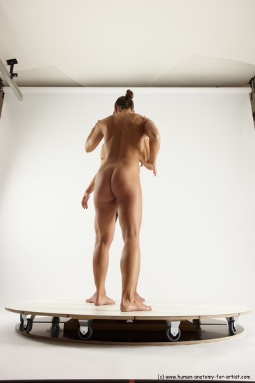 Nude Woman - Man White Standing poses - ALL Slim Short Brown Standing poses - simple Multi angles poses Realistic