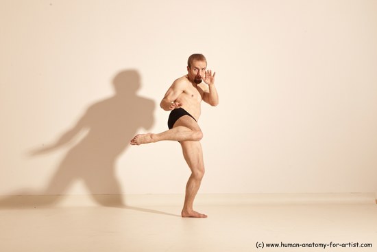 Underwear Martial art Man White Moving poses Athletic Short Blond Dynamic poses Academic