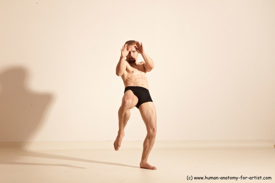 Underwear Martial art Man White Moving poses Athletic Short Blond Dynamic poses Academic