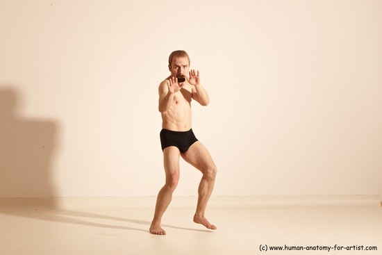 Underwear Martial art Man White Moving poses Athletic Short Blond Dynamic poses Academic