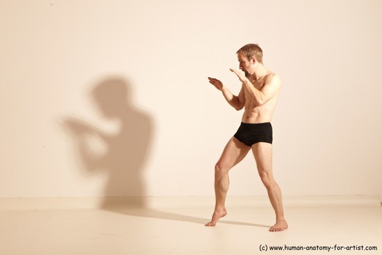 Underwear Martial art Man White Moving poses Athletic Short Blond Dynamic poses Academic