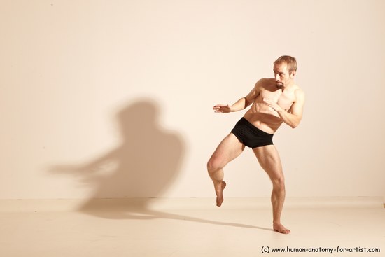 Underwear Martial art Man White Moving poses Athletic Short Blond Dynamic poses Academic