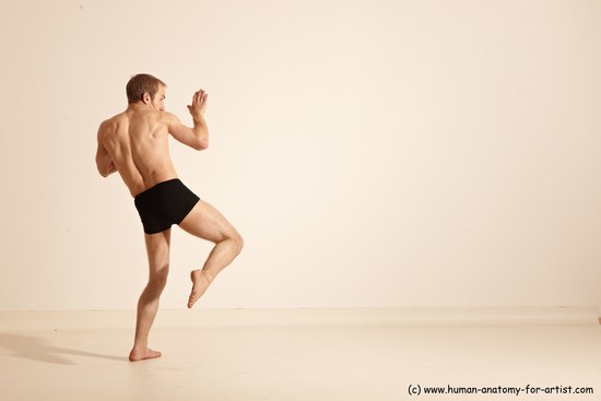 Underwear Martial art Man White Moving poses Athletic Short Blond Dynamic poses Academic