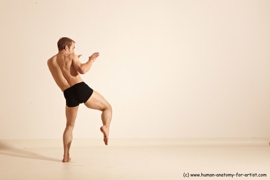 Underwear Martial art Man White Moving poses Athletic Short Blond Dynamic poses Academic