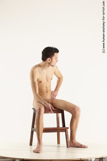 Nude Man White Sitting poses - simple Athletic Short Brown Sitting poses - ALL Multi angles poses Realistic