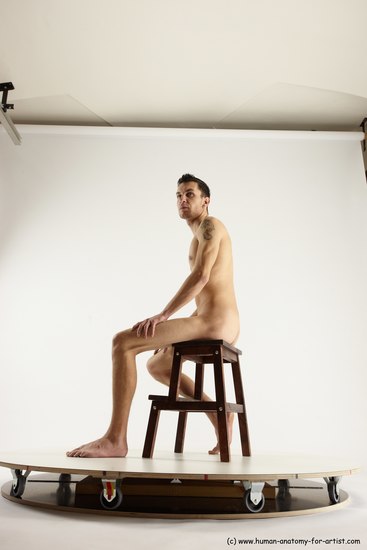 Nude Man White Sitting poses - simple Athletic Short Brown Sitting poses - ALL Multi angles poses Realistic