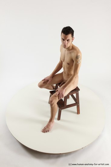 Nude Man White Sitting poses - simple Athletic Short Brown Sitting poses - ALL Multi angles poses Realistic