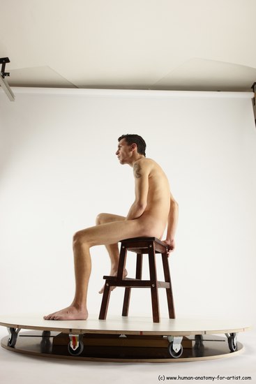 Nude Man White Sitting poses - simple Athletic Short Brown Sitting poses - ALL Multi angles poses Realistic