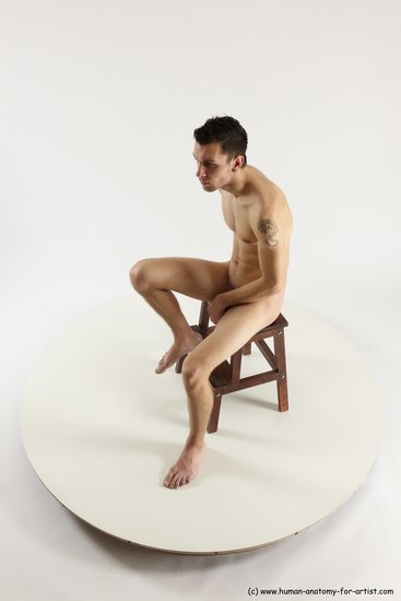 Nude Man White Sitting poses - simple Athletic Short Brown Sitting poses - ALL Multi angles poses Realistic