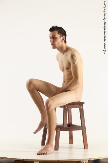 Nude Man White Sitting poses - simple Athletic Short Brown Sitting poses - ALL Multi angles poses Realistic