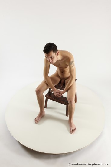 Nude Man White Sitting poses - simple Athletic Short Brown Sitting poses - ALL Multi angles poses Realistic