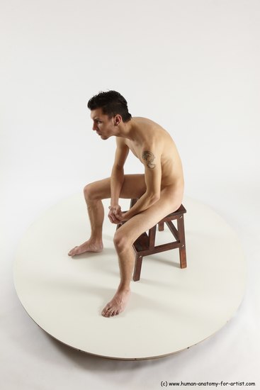 Nude Man White Sitting poses - simple Athletic Short Brown Sitting poses - ALL Multi angles poses Realistic