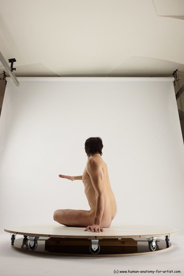 Nude Man White Sitting poses - simple Slim Short Brown Sitting poses - ALL Multi angles poses Realistic