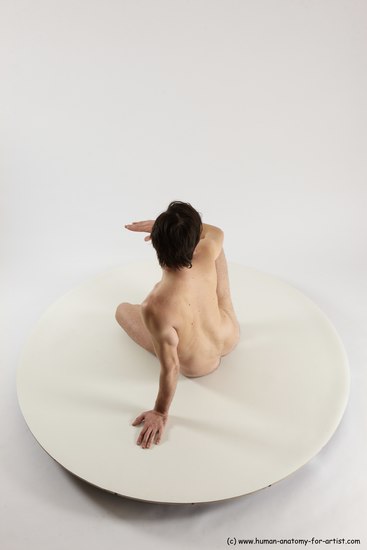 Nude Man White Sitting poses - simple Slim Short Brown Sitting poses - ALL Multi angles poses Realistic