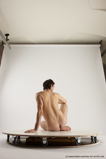 Nude Man White Sitting poses - simple Slim Short Brown Sitting poses - ALL Multi angles poses Realistic