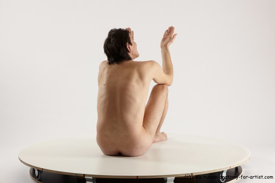 Nude Man White Sitting poses - simple Slim Short Brown Sitting poses - ALL Multi angles poses Realistic