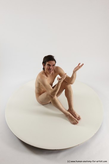 Nude Man White Sitting poses - simple Slim Short Brown Sitting poses - ALL Multi angles poses Realistic