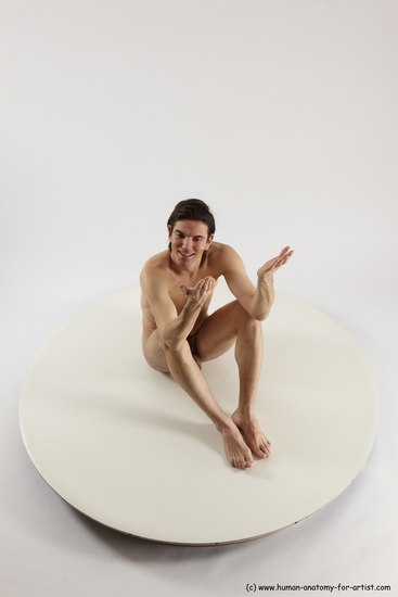 Nude Man White Sitting poses - simple Slim Short Brown Sitting poses - ALL Multi angles poses Realistic