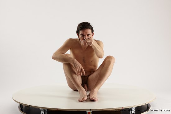 Nude Man White Sitting poses - simple Slim Short Brown Sitting poses - ALL Multi angles poses Realistic